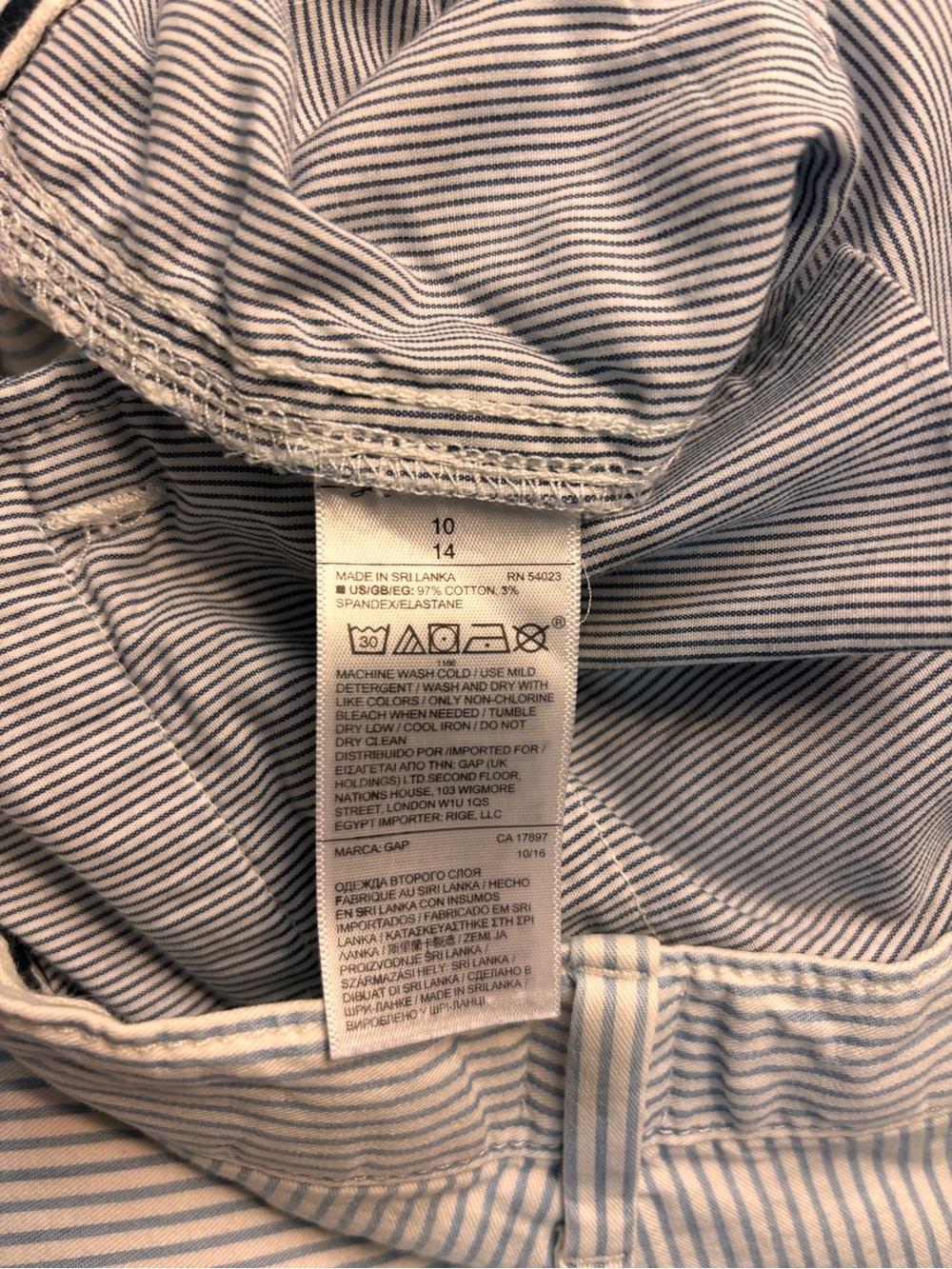 Gap Girlfriend Chino Blue & White Railroad Stripe Pants, size 10 - Picture 10 of 14